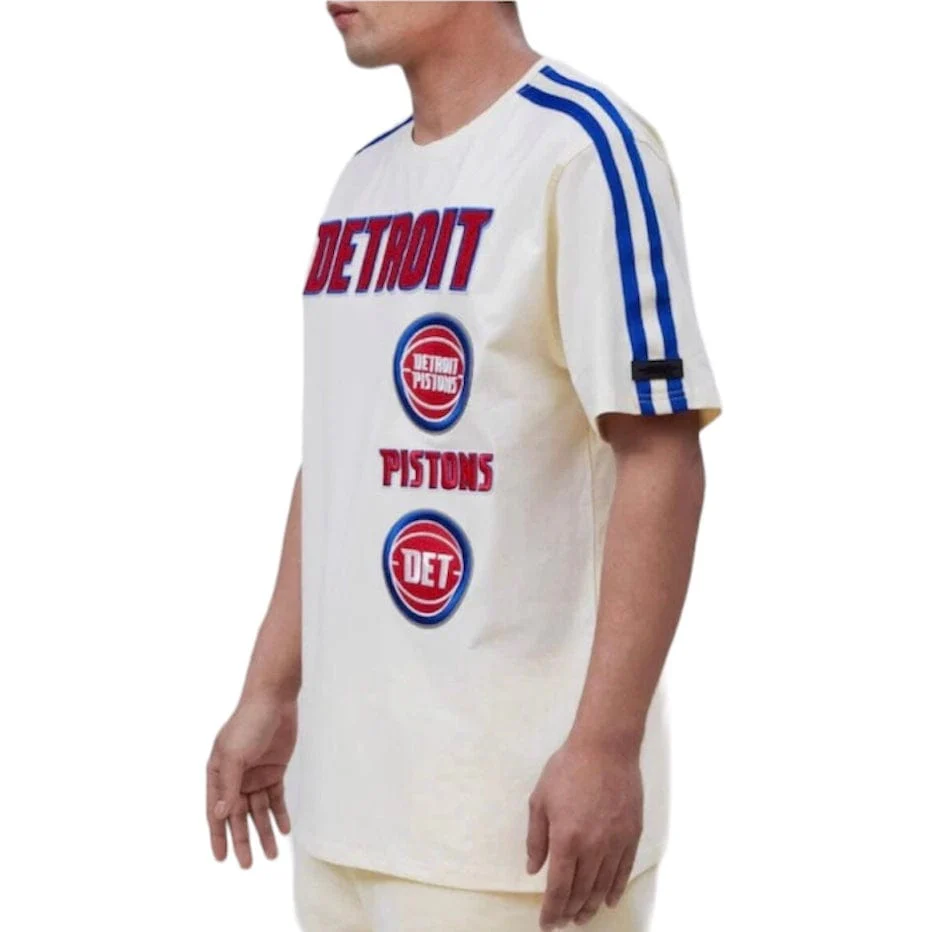 Pro Standard Detroit Pistons Retro Classic Sj Striped Tee (Eggshell/Royal Blue) - Image 3