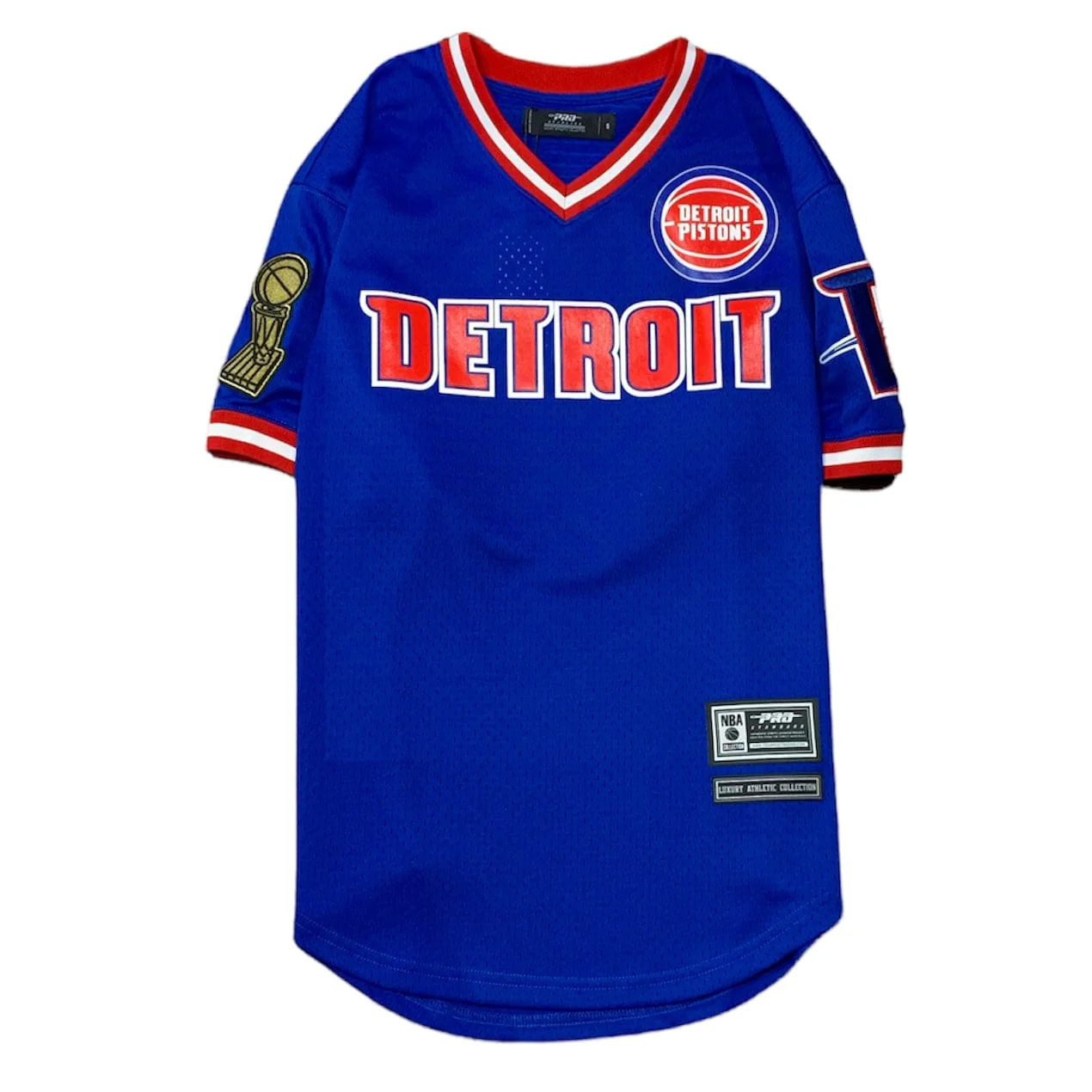 Pro Standard Detroit Pistons V Neck Jersey T Shirt (Royal Blue) BDP153946-RYB - Image 4