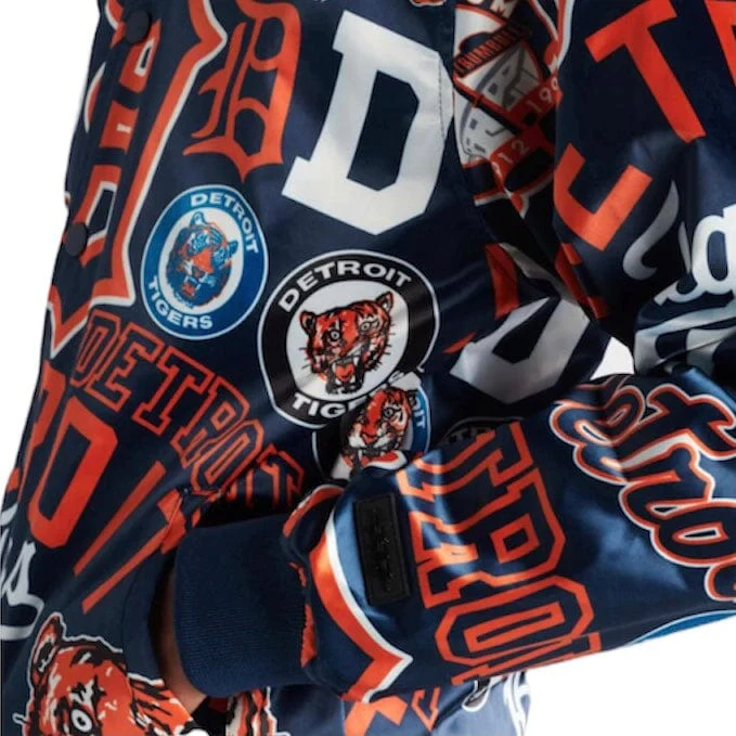 Pro Standard Detroit Tigers All Over Print Satin Jacket (Midnight Navy) - Image 3