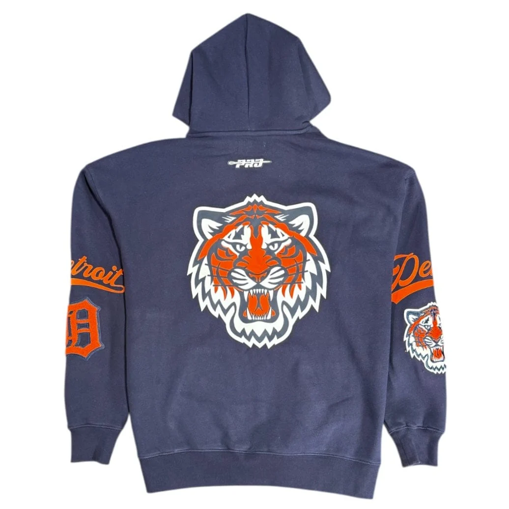 Pro Standard Detroit Tigers Living Large Fleece Pullover Hoodie (Midnight Navy) - Image 2