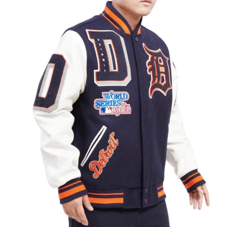 Pro Standard Detroit Tigers Mash Up Logo Varsity Jacket (Midnight Navy/White) - Image 2