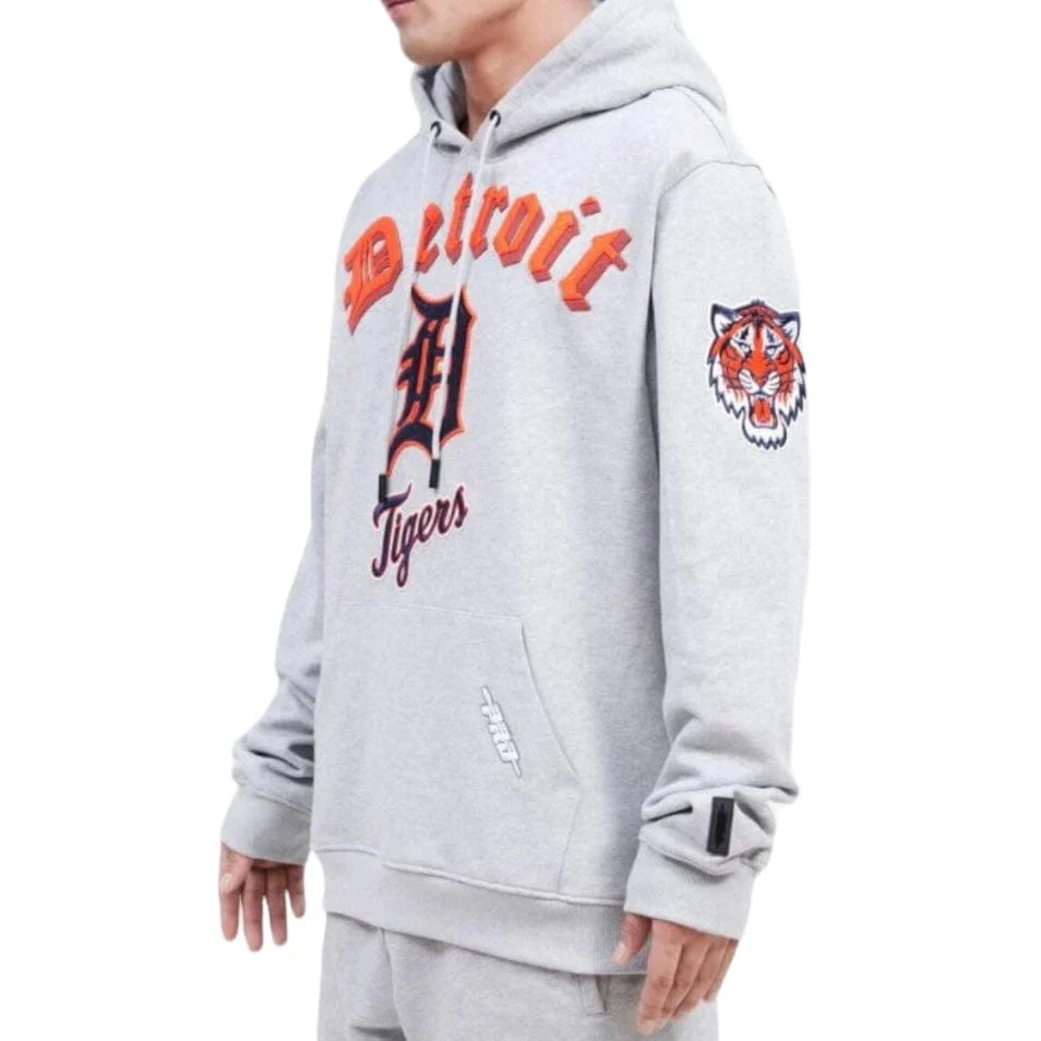 Pro Standard Detroit Tigers Old English Fleece Pullover Hoodie (Heather Grey) - Image 3