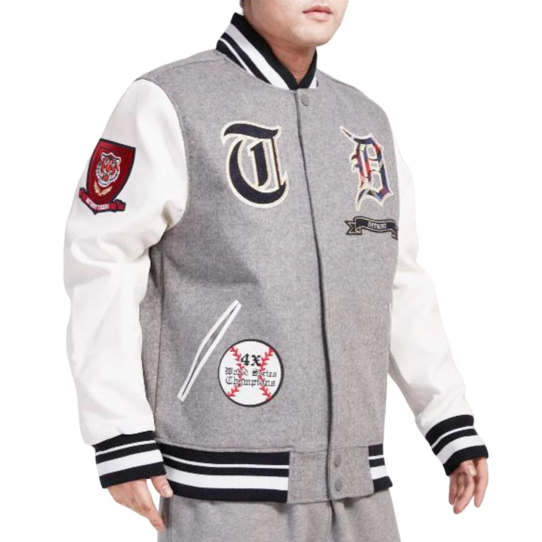Pro Standard Detroit Tigers Pro Prop Varsity Jacket (H.Grey/White) LDT6313248 - Image 2