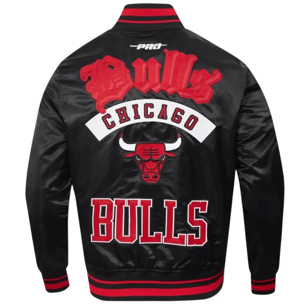 Pro Standard NBA Chicago Bulls Rib Wool Varsity Jacket (Black/Red/Black) - Image 2