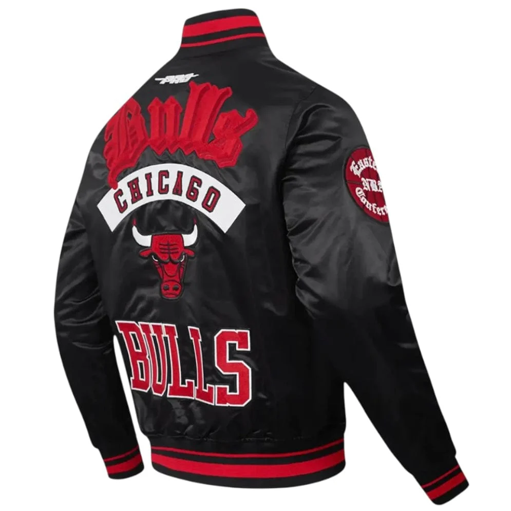 Pro Standard NBA Chicago Bulls Rib Wool Varsity Jacket (Black/Red/Black) - Image 4