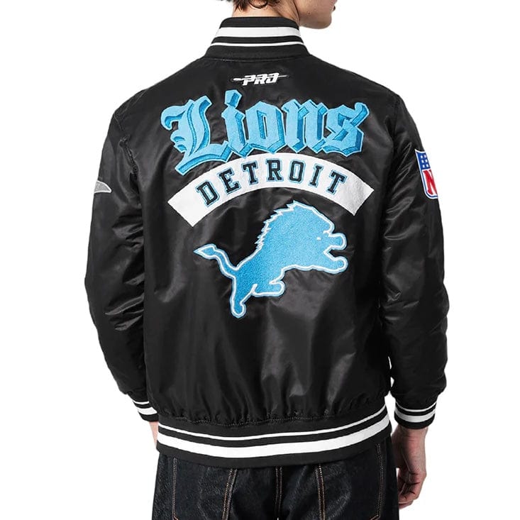 Pro Standard NFL Detroit Lions Best Of Men's Rib Satin Jacket (Black) - Image 2