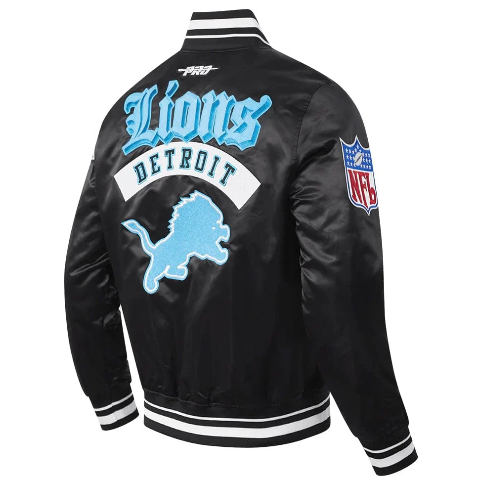 Pro Standard NFL Detroit Lions Best Of Men's Rib Satin Jacket (Black) - Image 4
