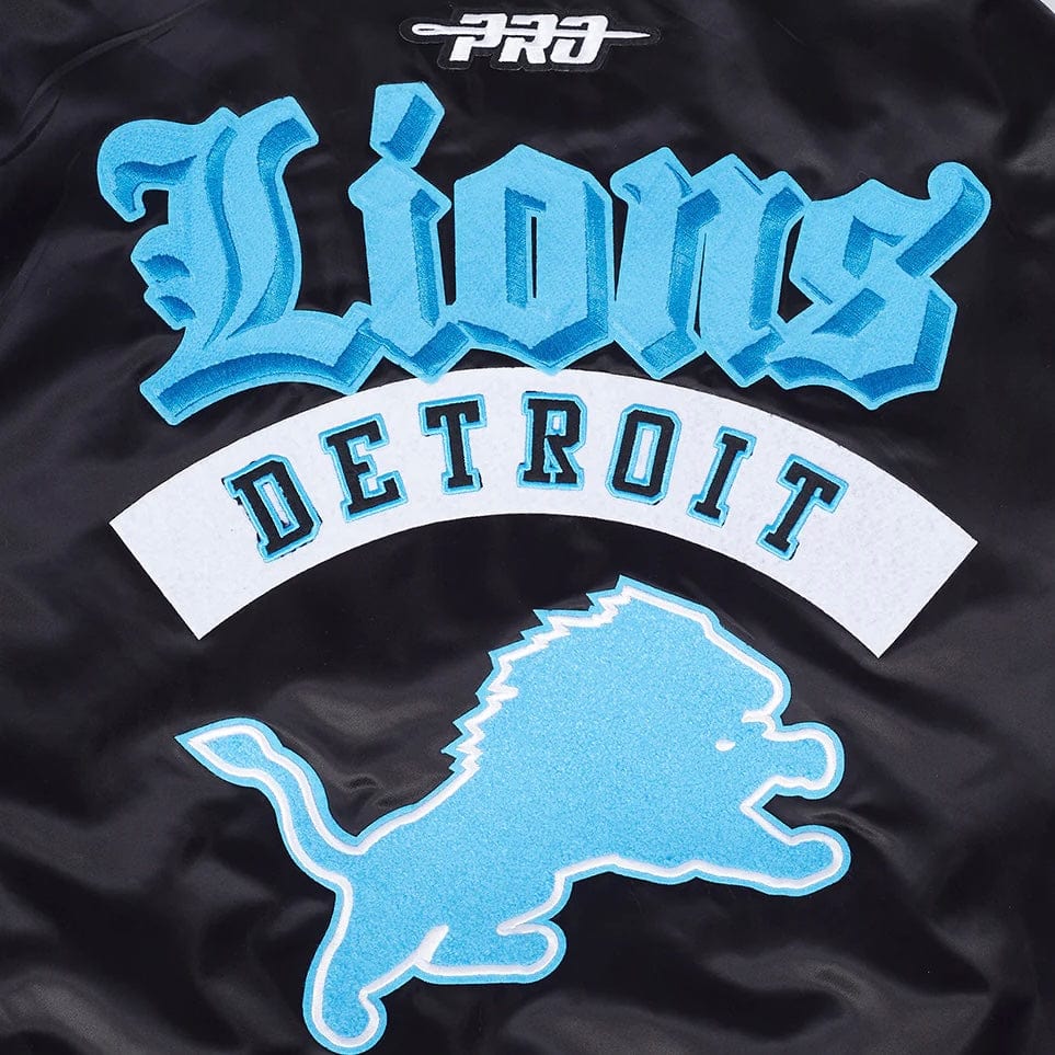 Pro Standard NFL Detroit Lions Best Of Men's Rib Satin Jacket (Black) - Image 8