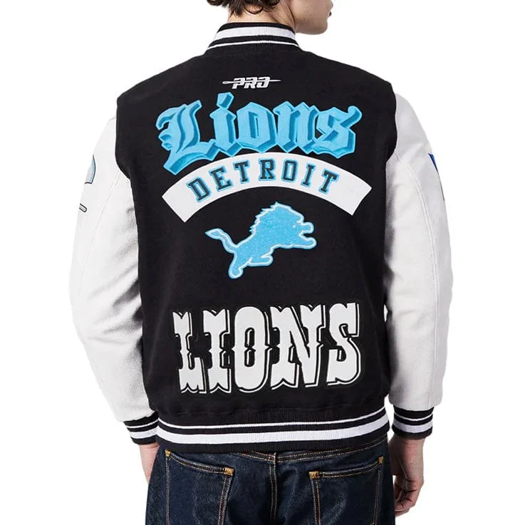 Pro Standard NFL Detroit Lions Best Of Men's Varsity Jacket (Black/White) - Image 2