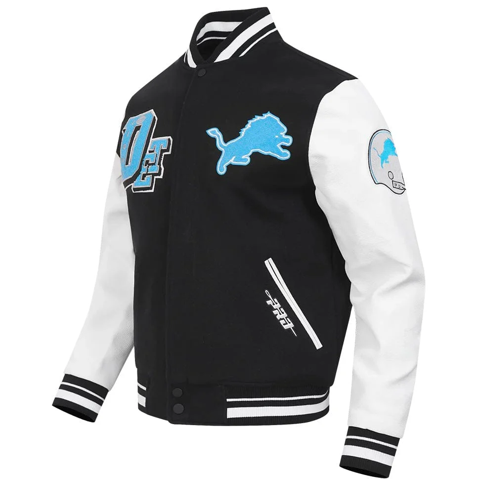 Pro Standard NFL Detroit Lions Best Of Men's Varsity Jacket (Black/White) - Image 3