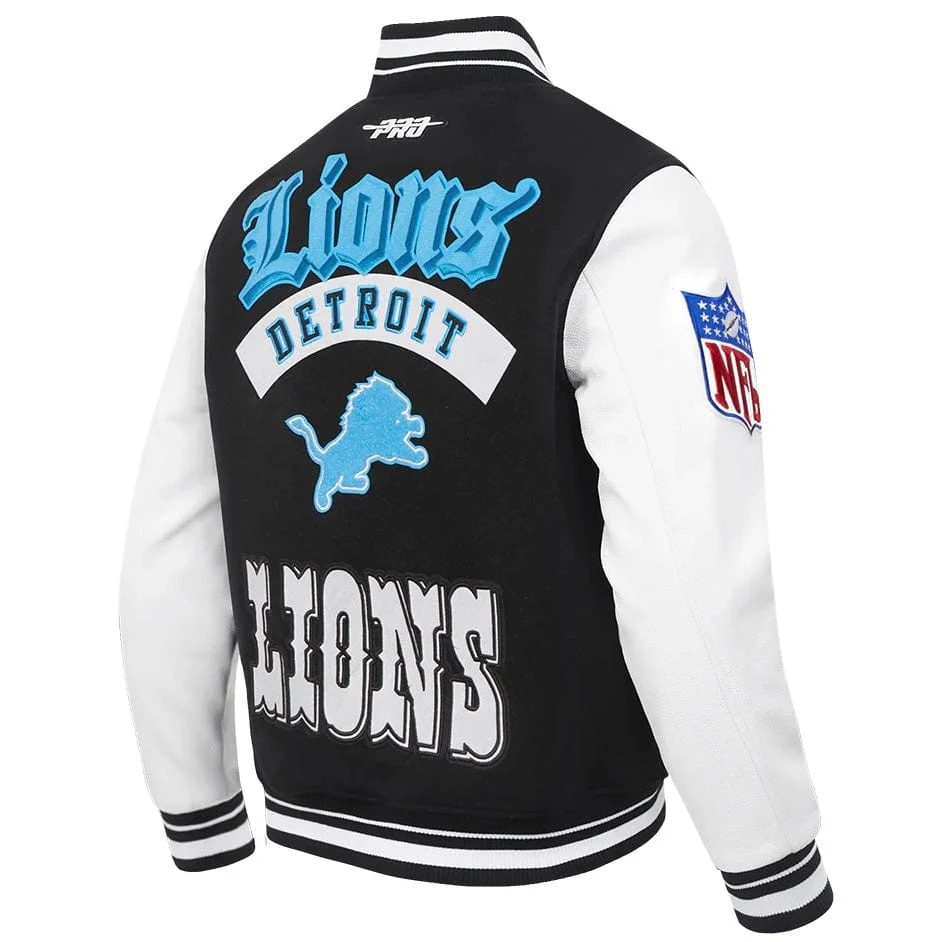 Pro Standard NFL Detroit Lions Best Of Men's Varsity Jacket (Black/White) - Image 4