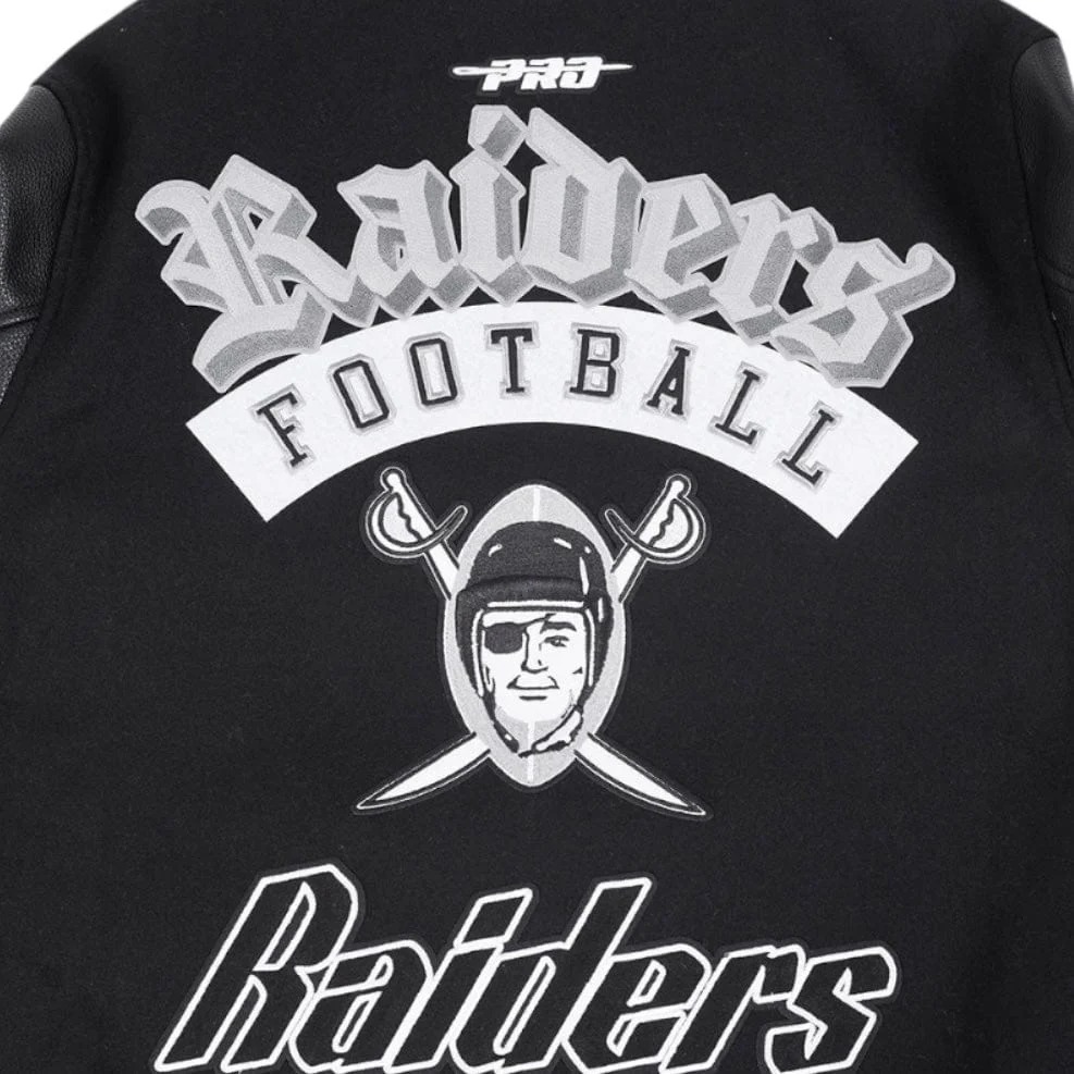 Pro Standard NFL Las Vegas Raiders Best Of Men's Varsity Jacket (Black/Gray) - Image 7