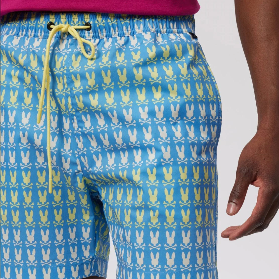 Psycho Bunny Barker All Over Print Swim Trunk (Cool Blue) B6W151Y1PO - Image 2