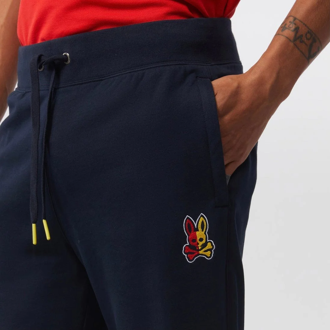 Psycho Bunny Cooper Split Bunny Logo Sweatpants (Navy) B6P843U1FT - Image 2