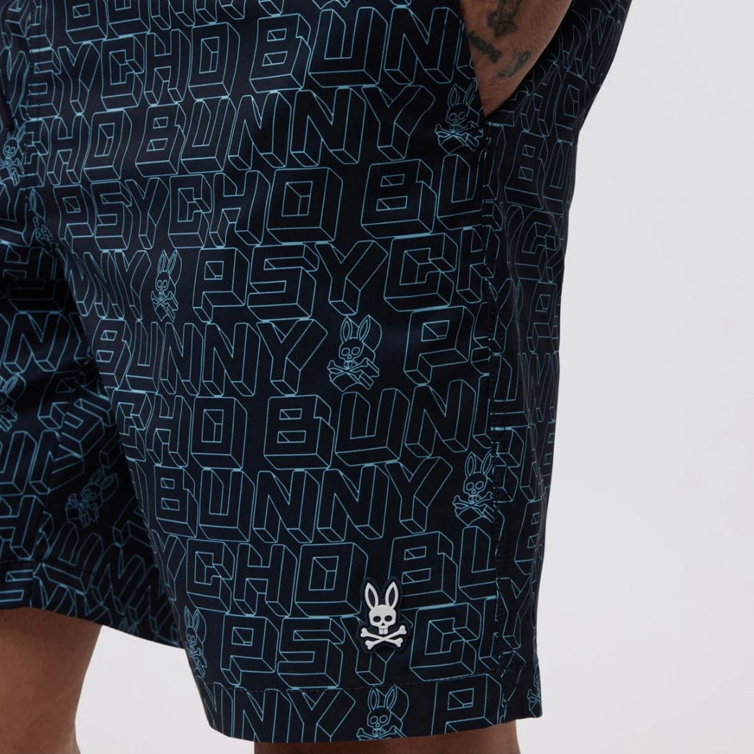 Psycho Bunny Dayton Long All Over Print Swim Trunk (Navy) B6W206Y1PO - Image 2