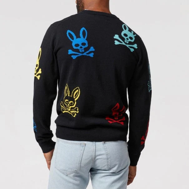 Psycho Bunny Lacomb All Over Bunny Sweater (Black) B6E169W1CO - Image 3