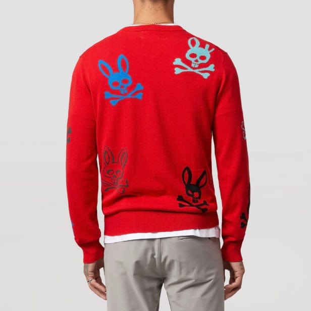 Psycho Bunny Lacomb All Over Bunny Sweater (Red) B6E169W1CO - Image 3