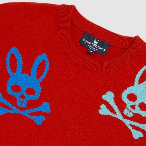 Psycho Bunny Lacomb All Over Bunny Sweater (Red) B6E169W1CO - Image 6