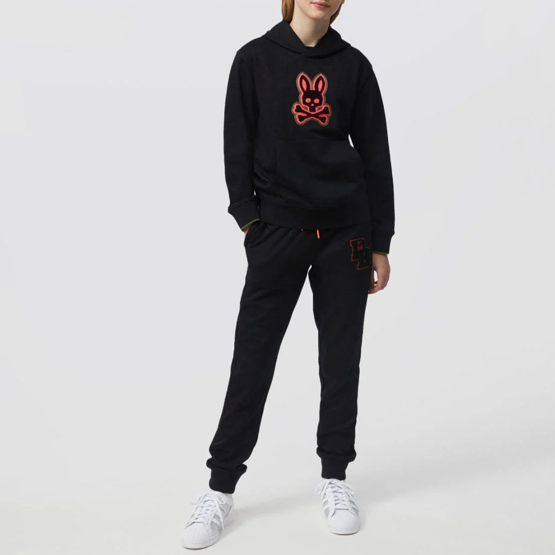 Psycho Bunny Patchin Chenille Bunny Logo Sweatpants (Black) B6P850U1FT - Image 3