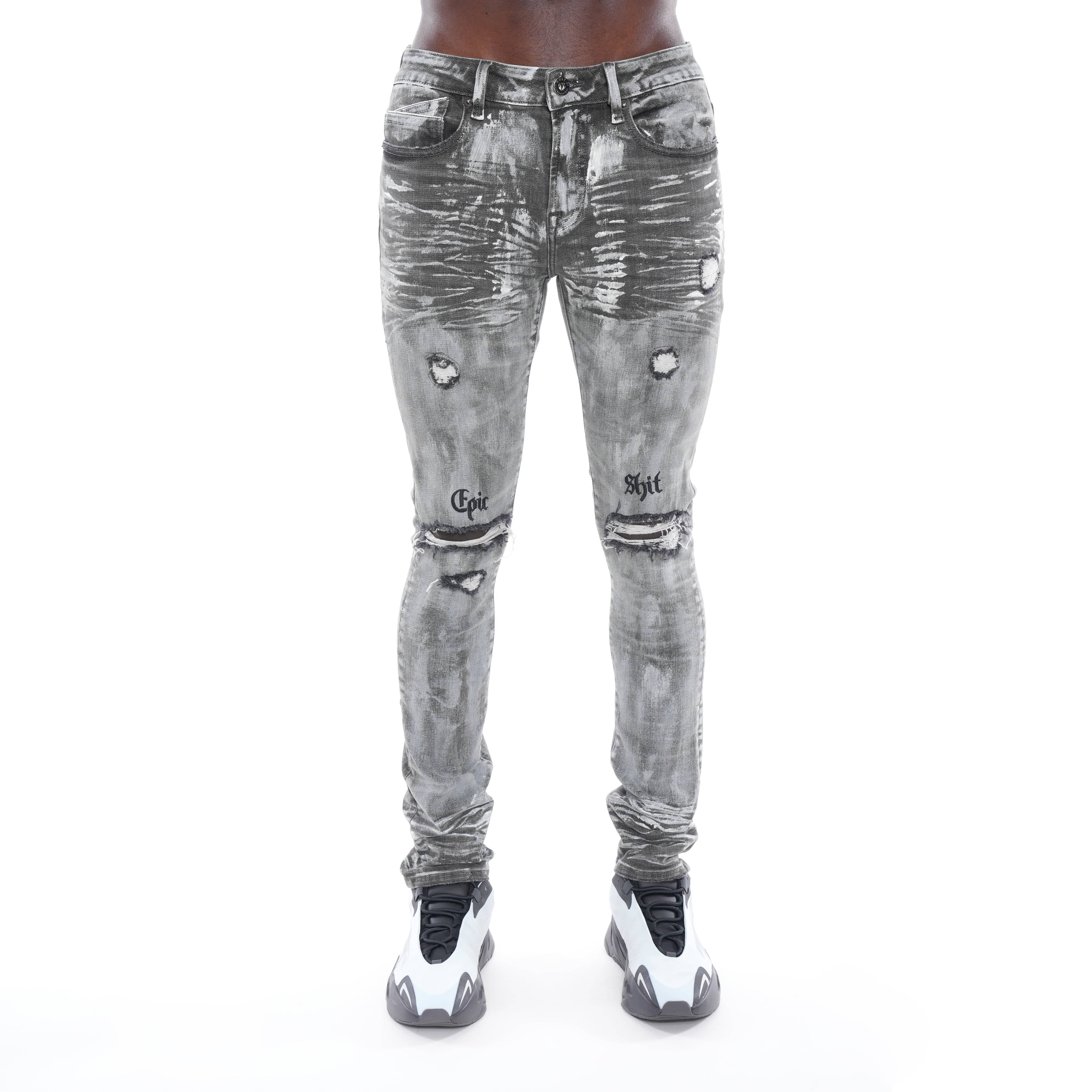 PUNK SUPER SKINNY BELTED STRETCH IN SHEETROCK