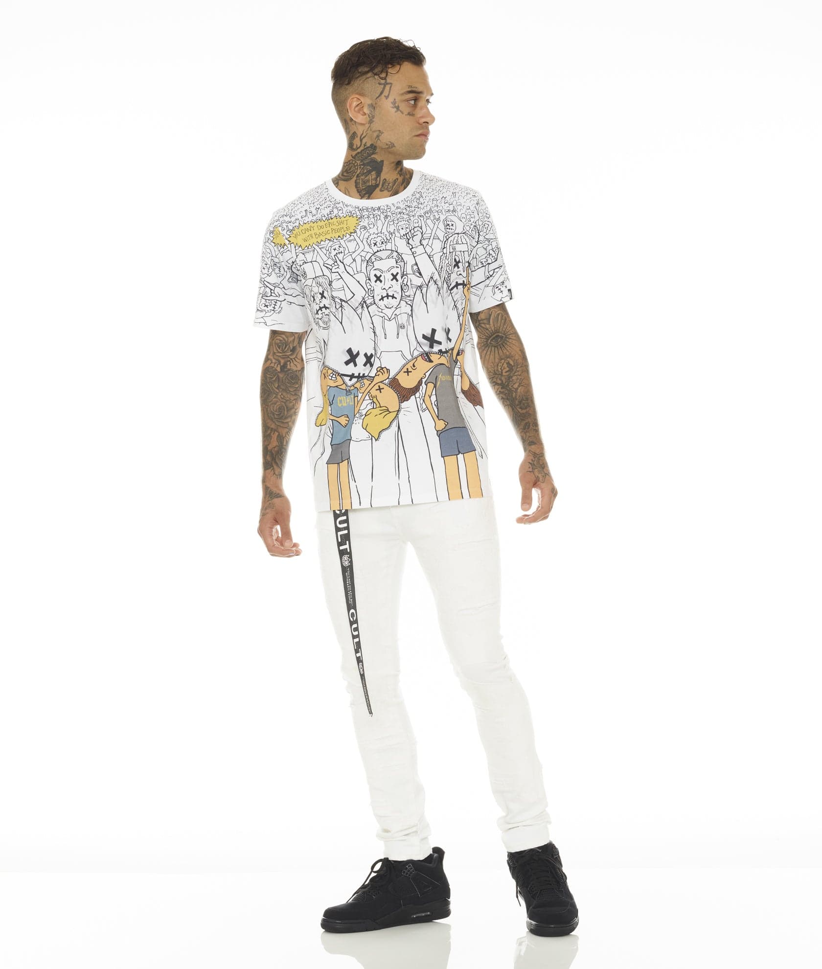 PUNK SUPER SKINNY STRETCH /w BELT IN WHITE GRUNDGE - Image 2