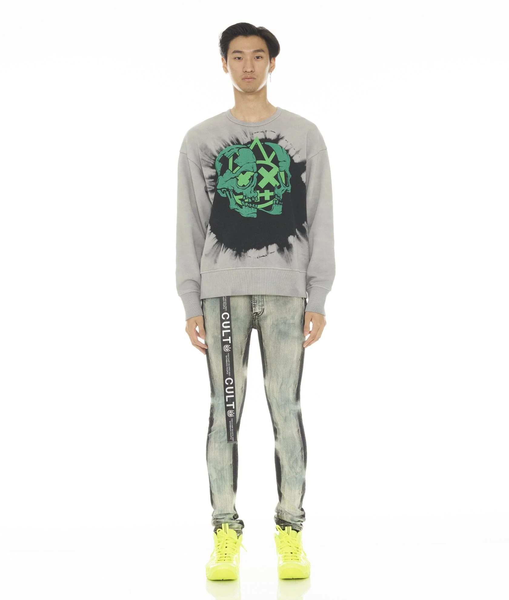 PUNK SUPER SKINNY STRETCH W/ WHITE BELT IN GLAZED - Image 3