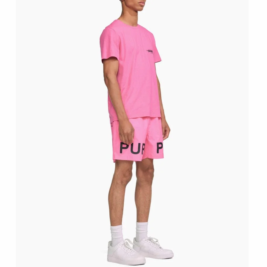 Purple Brand Circle Wordmark Neon Pink Clean Jersey SS Tee (Pink) - Image 3