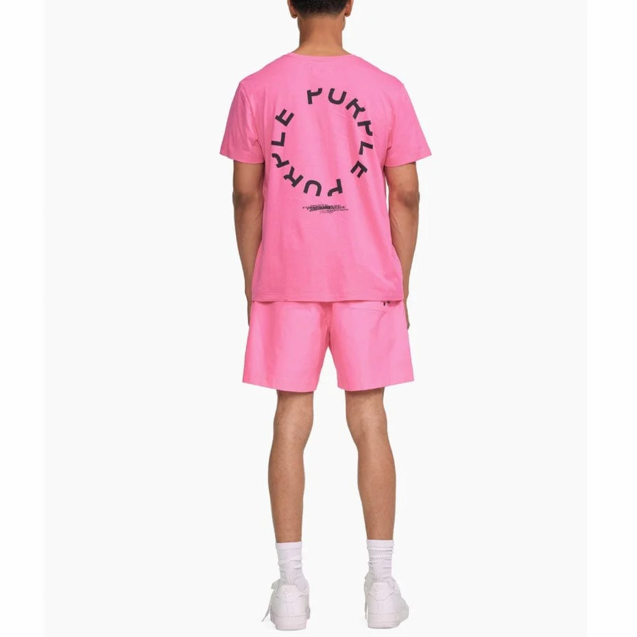 Purple Brand Circle Wordmark Neon Pink Clean Jersey SS Tee (Pink) - Image 4
