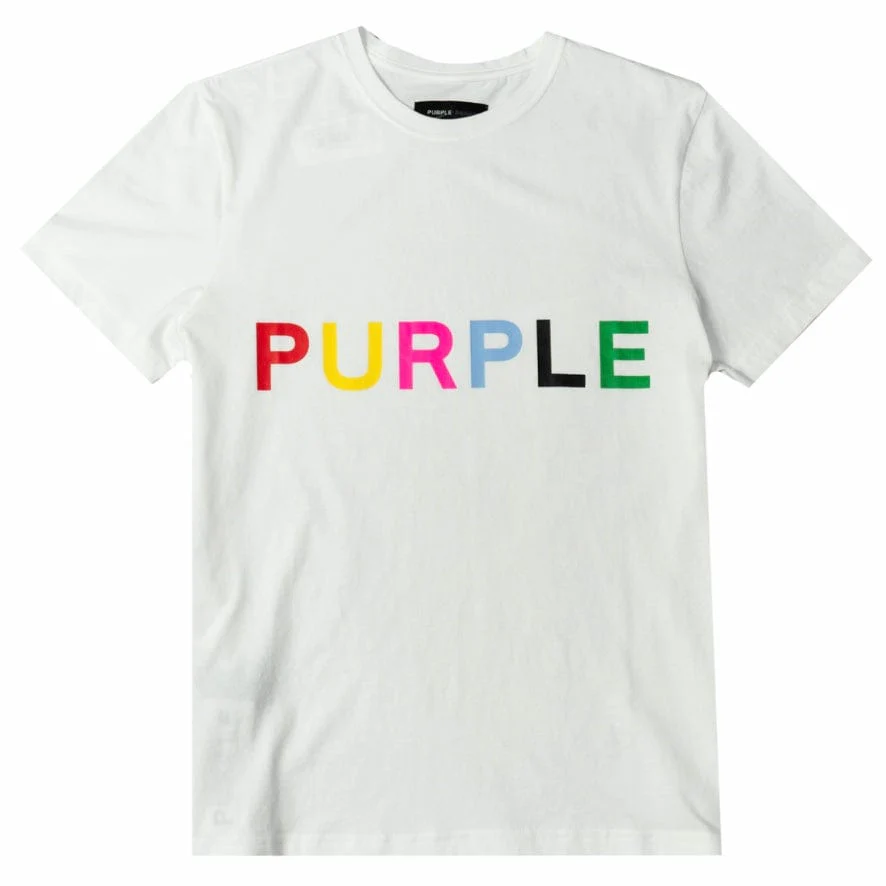 Purple Brand Colours Wordmark Brilliant White Clean Jersey SS Tee (White) - Image 5