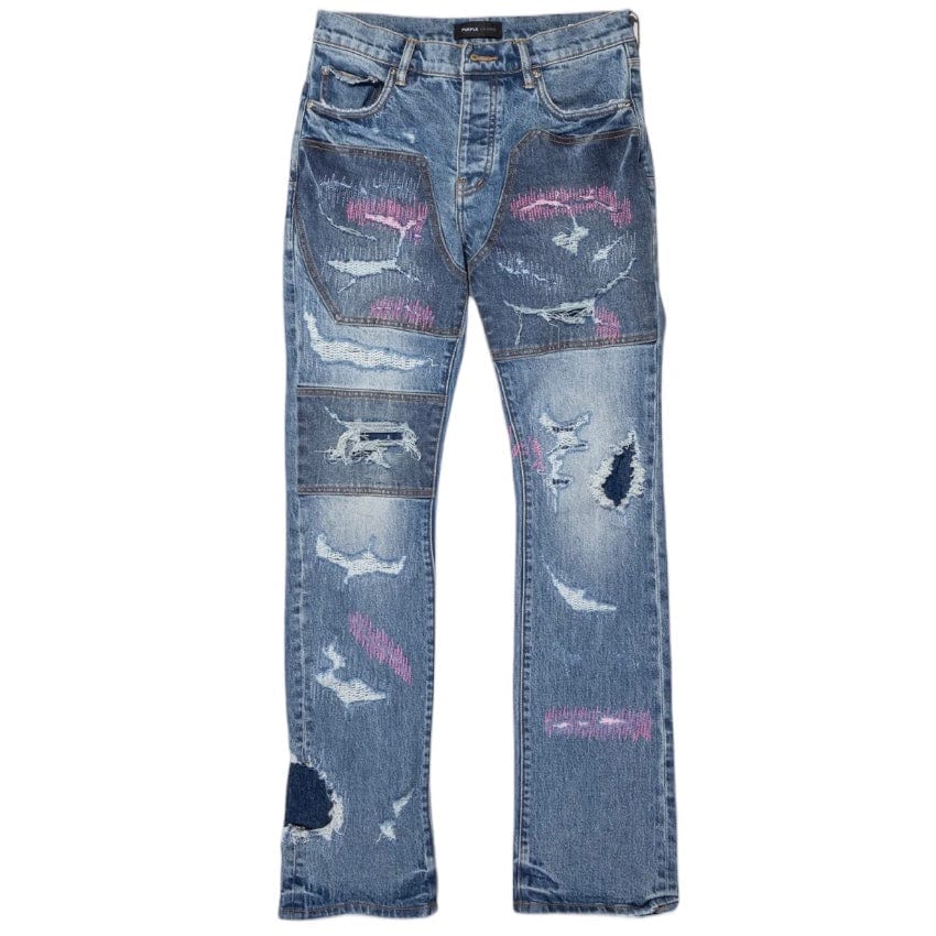 Purple Brand Full Repair Flare Denim (Mid Indigo) P004-FRBI423 - Image 3