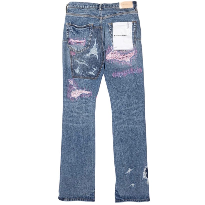 Purple Brand Full Repair Flare Denim (Mid Indigo) P004-FRBI423 - Image 4