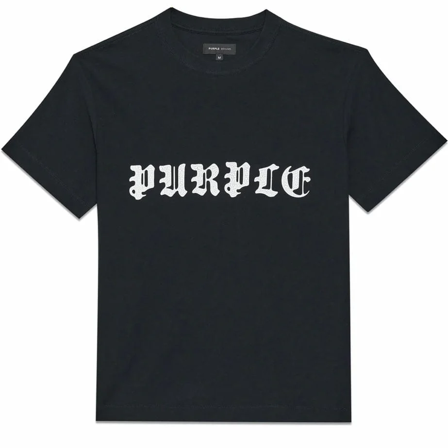 Purple Brand Gothic Wordmark Tee (Black) P104-JGBB324 - Image 3