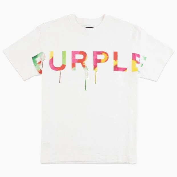 Purple Brand Graphic Color Drip T Shirt (White) P104-QRWD223 - Image 4