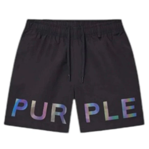 Purple Brand Holographic Swim Shorts (Black) P504-PBHW225 - Image 4
