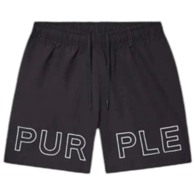 Purple Brand Outline Swim Shorts (Black) P504-PBWO225 - Image 5