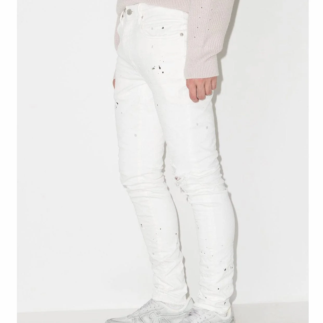 Purple Brand Paint Blowout Optic White Jean (White) P001-OWPB122 - Image 5