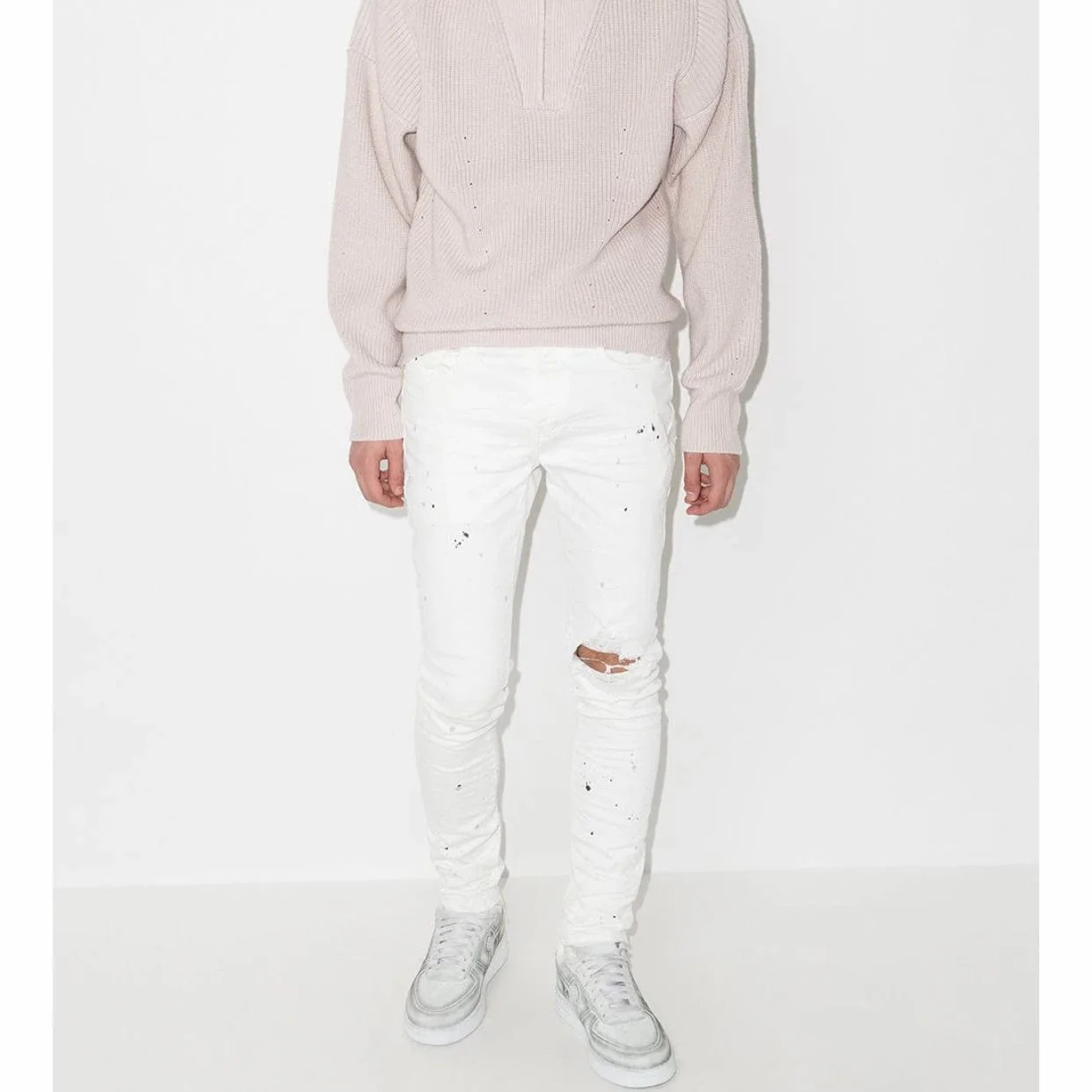 Purple Brand Paint Blowout Optic White Jean (White) P001-OWPB122 - Image 8