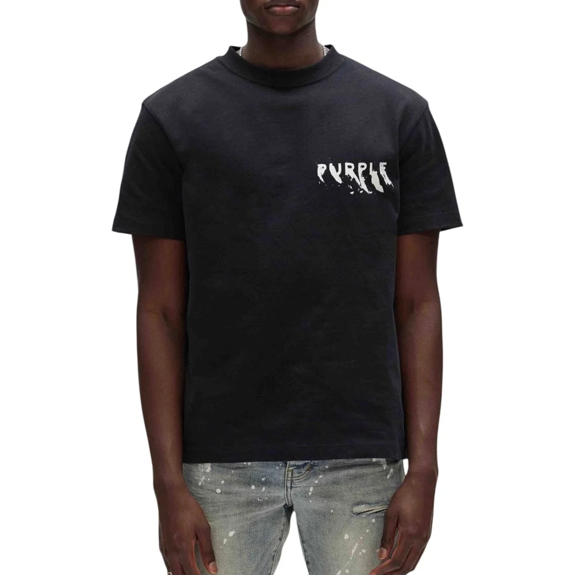 Purple Brand Painted Wordmark Hwt Jersey SS Tee (Black) P117-HJBB423