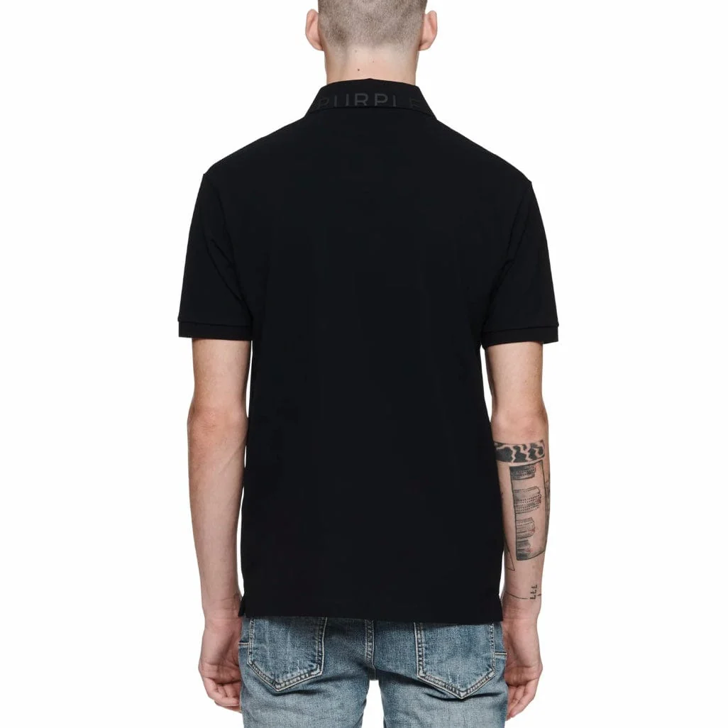 Purple Brand Pique Knit Polo (Black Beauty) P125-MPBP423 - Image 2