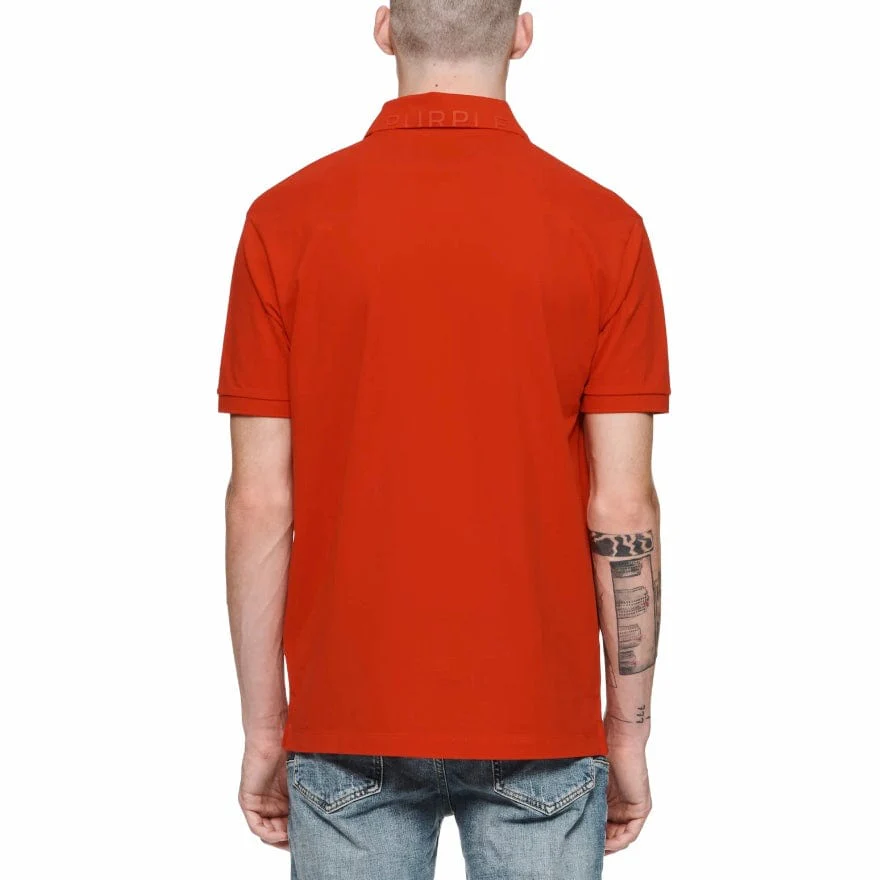 Purple Brand Pique Knit Polo (Fiery Red) P125-MPRP423 - Image 2