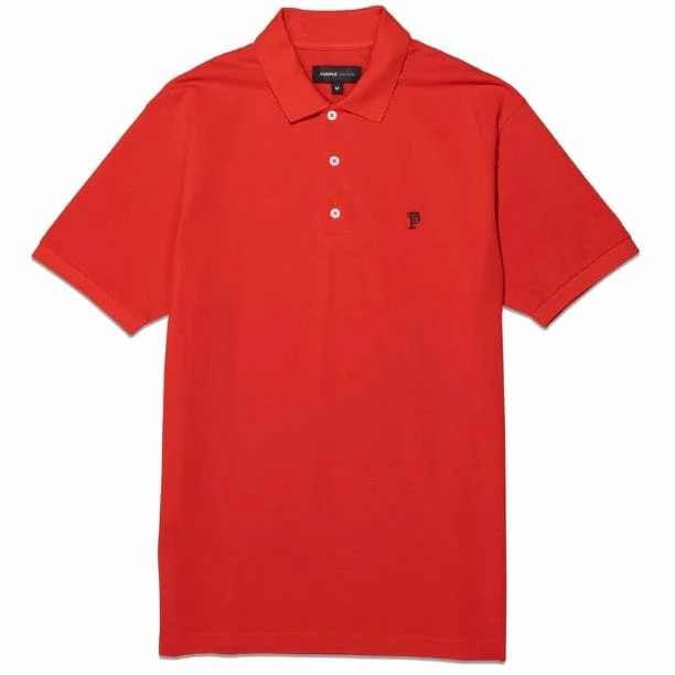 Purple Brand Pique Knit Polo (Fiery Red) P125-MPRP423 - Image 3