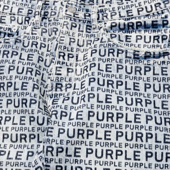 Purple Brand Skinny Wordmark Flock Denim (Light Indigo) P001-SWFI424 - Image 3