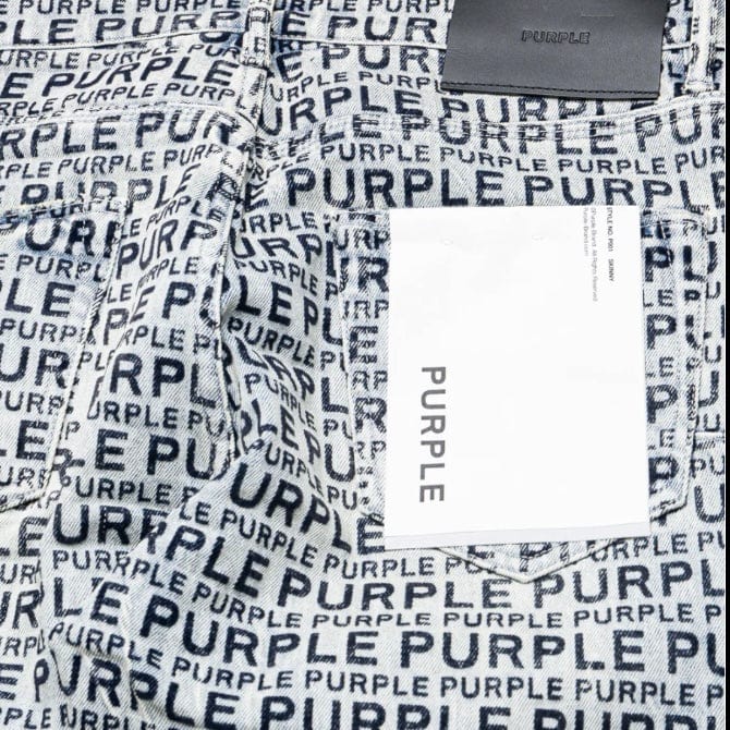 Purple Brand Skinny Wordmark Flock Denim (Light Indigo) P001-SWFI424 - Image 4