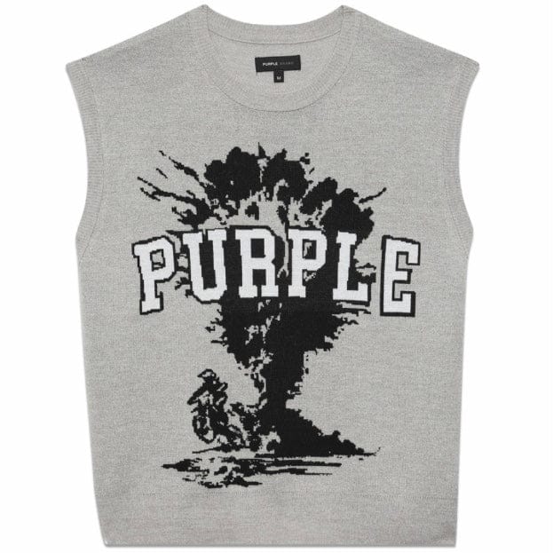 Purple Brand Sky High Wool Jacquard Vest (Heather Grey) P717-JEHG324 - Image 3