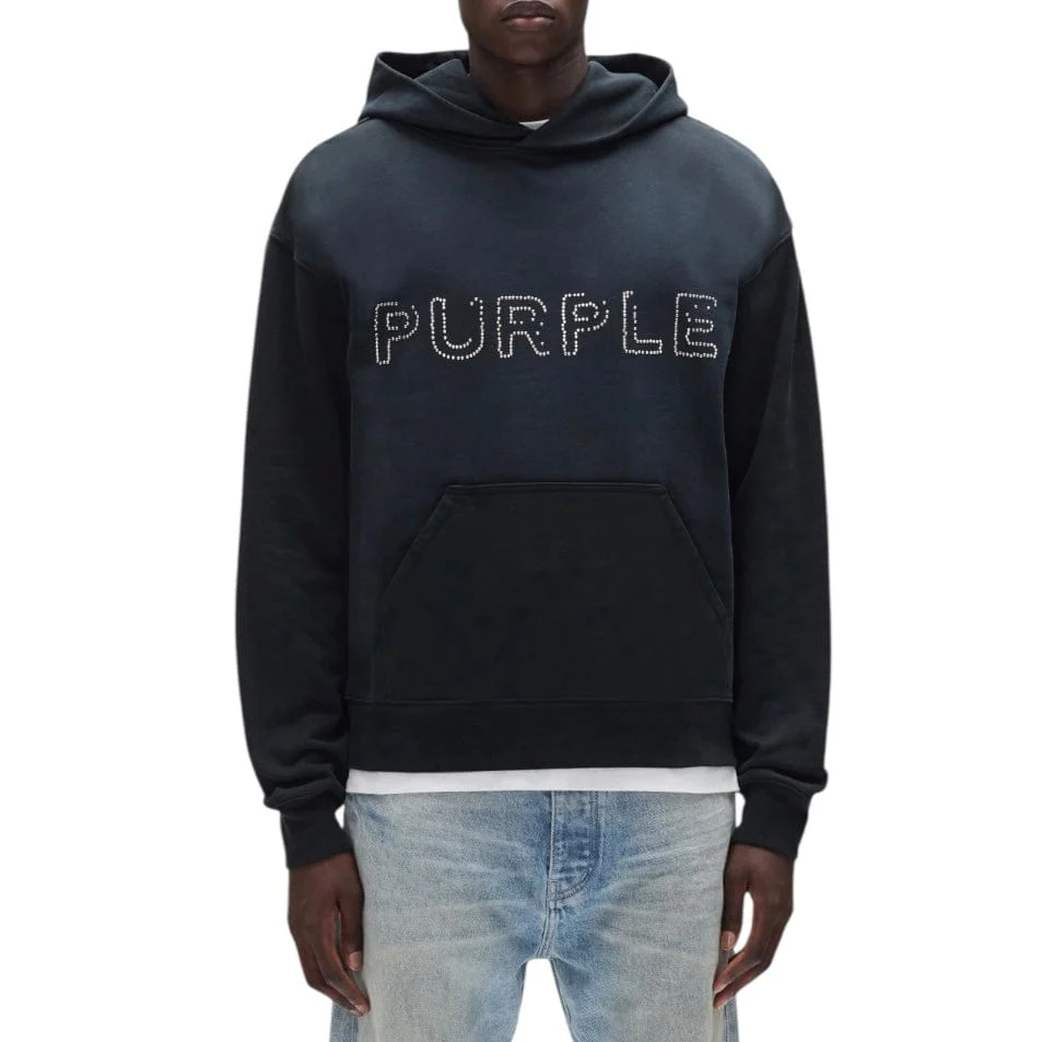 Purple Brand Studded Wordmark Hoodie (Black Beauty) P447-FTBW425