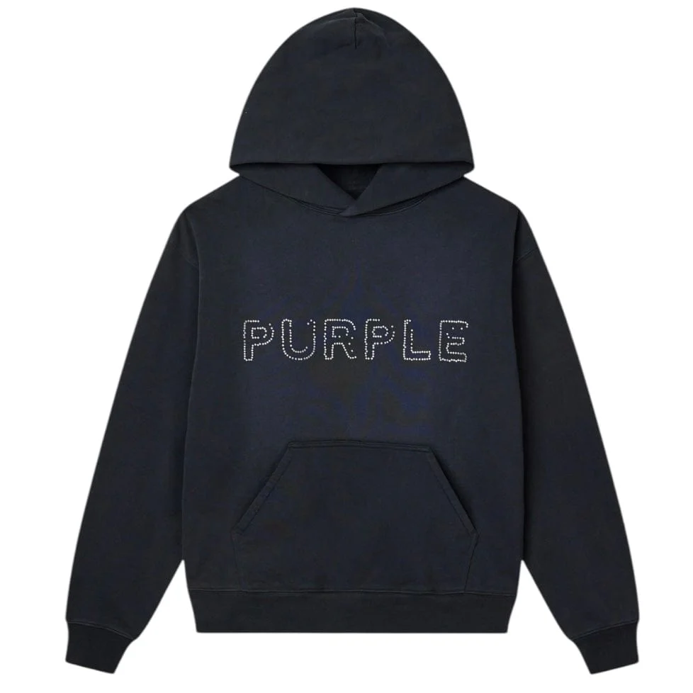 Purple Brand Studded Wordmark Hoodie (Black Beauty) P447-FTBW425 - Image 3