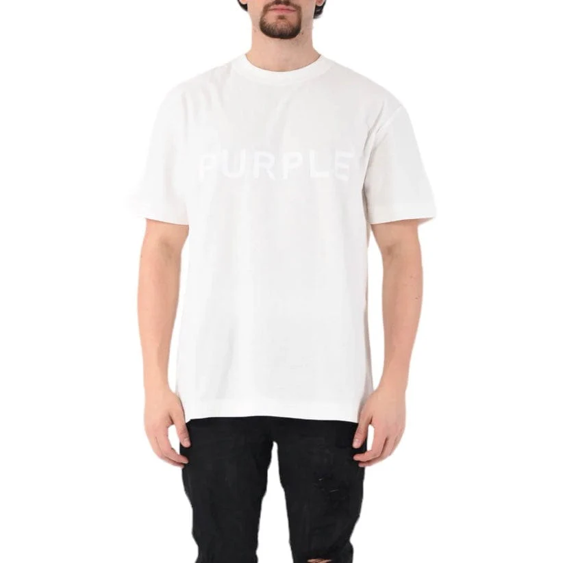 Purple Brand Textured Wordmark SS Coconut Milk Tee (Off White) - Image 2