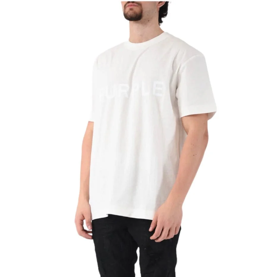 Purple Brand Textured Wordmark SS Coconut Milk Tee (Off White) - Image 3