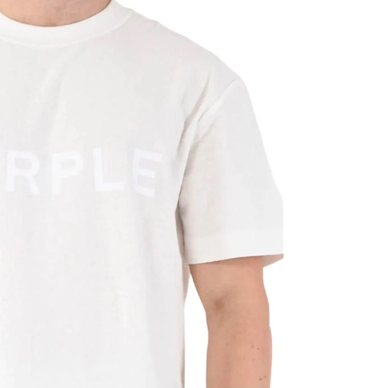 Purple Brand Textured Wordmark SS Coconut Milk Tee (Off White) - Image 5