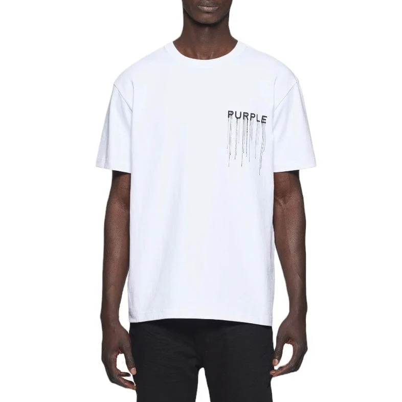 Purple Brand Wordmark Drip Hwt Jersey SS Tee (Brilliant White) P117-HWWD125